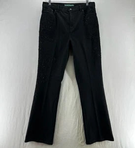 Jeans Lauren Jeans Co. Ralph Lauren Talla 10 Bordados Cuentas Elastizados Denim Negro - Imagen 1 de 10