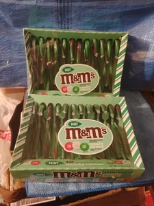 (2 Pack) M&M's Chocolate Mint Flavored Candy Canes 12 Count Limited Edition! - Picture 1 of 1