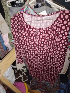 Lularoe Cerradura Corbata Pull On Básico Cómodo Vestido Grande Granate Lunares L - Imagen 1 de 2