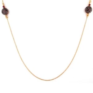 Sterling Silver Pave Diamond Ruby Gemstone Chain Necklace Jewelry - Picture 1 of 2