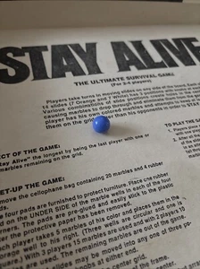 1978 STAY ALIVE Board Game 1 Blue Glass Marbles Replacement Piece Parts - Picture 1 of 2