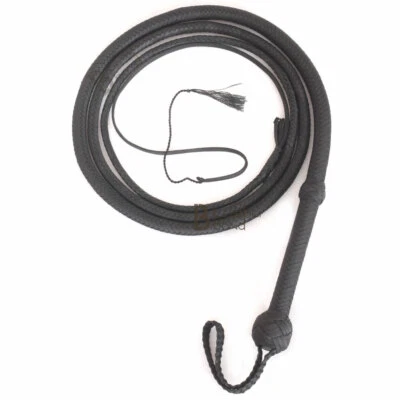 LB'S WHIP Indiana Jones Bull Whip 06 Foot 12 Strands Black Nylon Para-cord Bullwhip