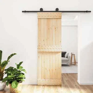 Sliding Door with Hardware Set 70x210 Solid Wood Pine I9Y6 - Picture 1 of 11