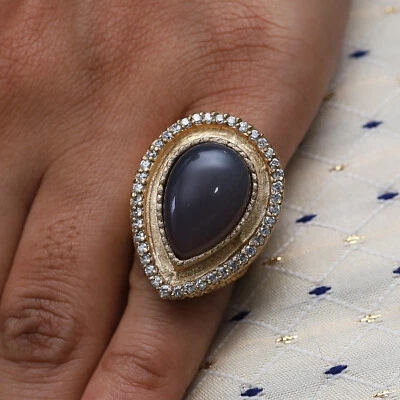Anillo de cabujón QVC Rivka Friedman audaz forma de pera piedras preciosas talla 7 Foto 1 de 4