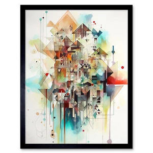 Abstrakte geometrische fraktale Formen modern gerahmtes Wandbild Bild Druck 9 x 7 Zoll - Bild 1 von 25