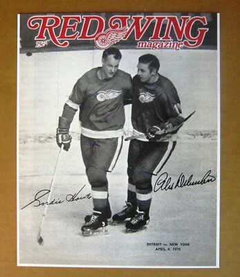  Red Wings  Program Cover 1970 Photo (COPY) -Gordie Howe - Delveccho Printed Sig - Image 1 of 3