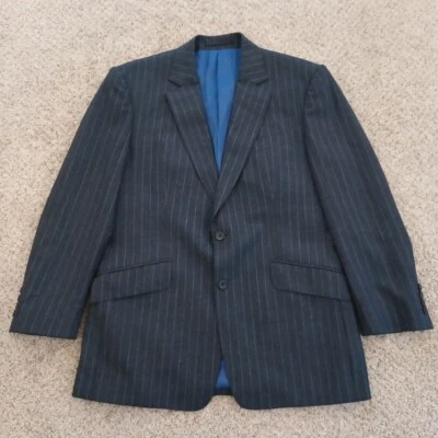 Blazer Chester Barrie Para Hombres 40 Corto Gris Rayas Mezcla Lana Doble Ventilación Foto 1 de 4