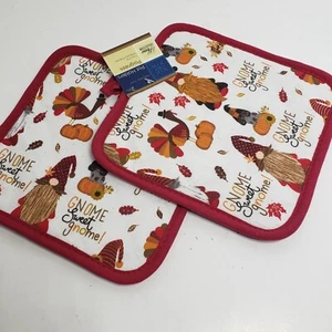 Gnomo de Acción de Gracias Dulce Gnomo Calabaza Otoño Pavo Juego de 2 Baches NUEVO - Imagen 1 de 3