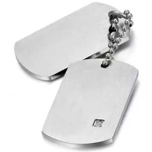 Stainless Steel Military Army Dog Tags Men Pendant Necklace with Free Engraving - Picture 1 of 7
