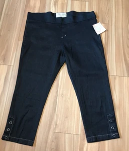 Aventura Clothing Capris Womens 16 Black HEMP Blend Pullon Stretch jeans - Picture 1 of 19
