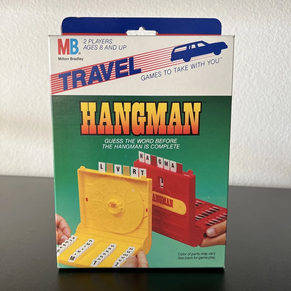 Travel Hangman Game Vintage 1987 Milton Bradley Red Yellow