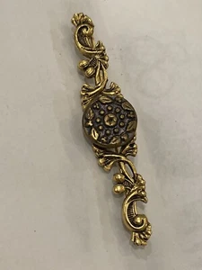 Vintage Gold Filled Bar Brooch Pin With Floral Design 3 Inches Long - Picture 1 of 6