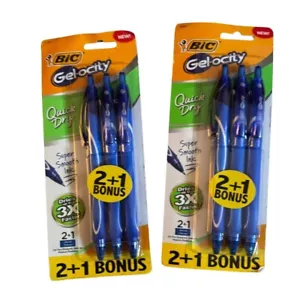 Bolígrafos de gel BIC Gelocity Quick Dry Blue, punto medio, 6 unidades, paquete de 2 - Imagen 1 de 5
