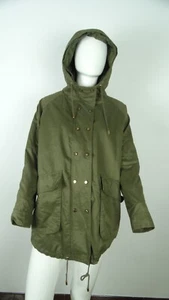 ZARA GIUBBOTTO GIACCONE GIACCA JACKET DONNA VERDE MILITARE CON CAPPUCCIO TAG SIZ - Foto 1 di 7