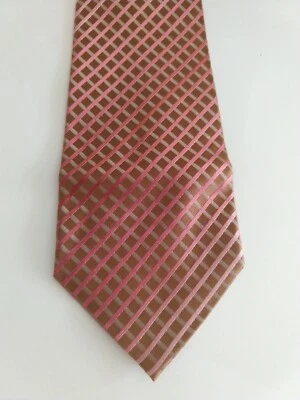 Corbata TIE Kenneth Cole Reaction Hombre Rosa Naranja Rayas Geométricas Seda Foto 1 de 4