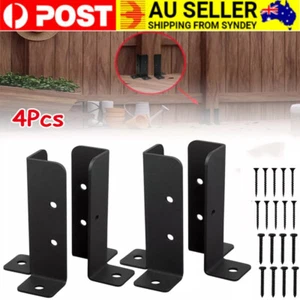 4 Pcs Post Base Support Fence Brackets For Garden Deck Repair Anchor Woodens New - Picture 1 of 11