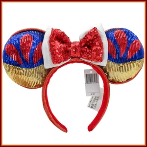 Disney Park Minnie Mouse Ears Snow White Princess Red Sequin Bow Shiny Headband - Picture 1 of 10
