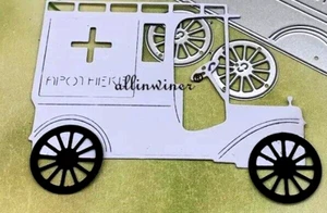 Krankenwagen Rotes Kreuz Vintage Retro medizinischer Standard Metall Matrizen 4,25" x 3,5" - Bild 1 von 2