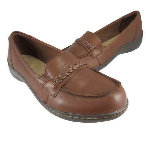 Mocassini Clarks ASHLAND da donna taglia 10M mocassini in pelle marrone