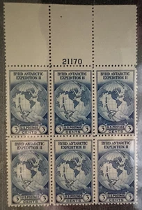 US Stamp #753 BYRD EXPO 3c - Plate Block of 6 - MNG - CV $15.00 - Picture 1 of 1