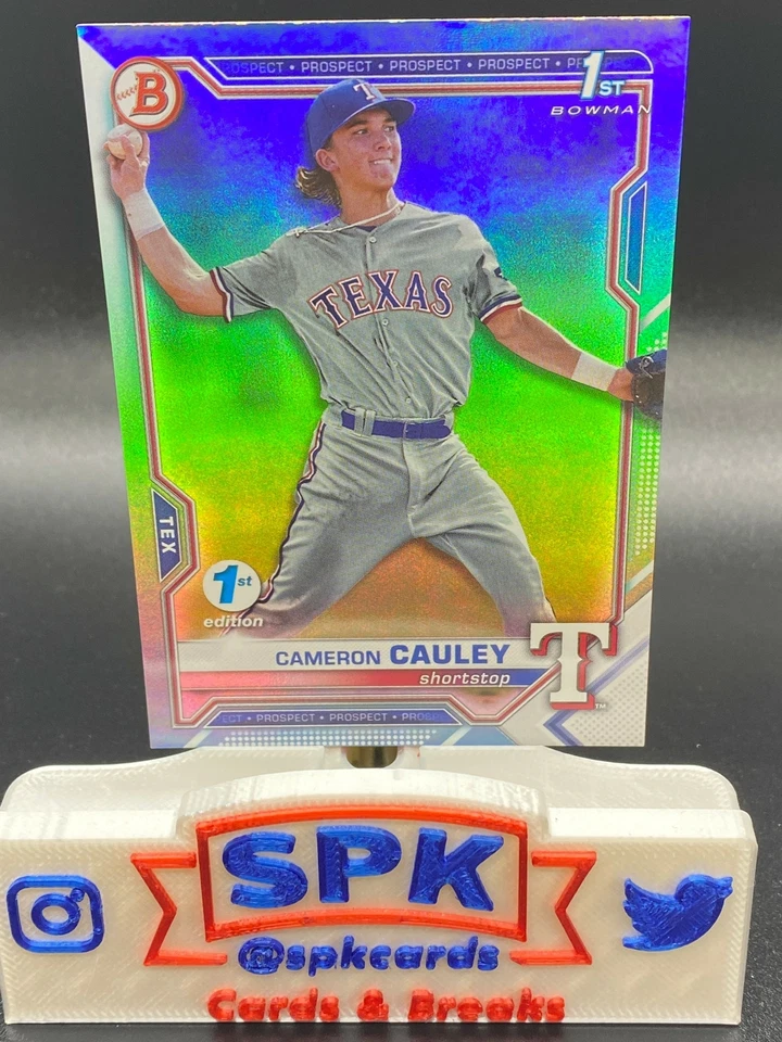 2021 Bowman Draft 1st Edition CAMERON CAULEY SKY BLUE FOIL RANGERS BD-192 - Image 1 of 1