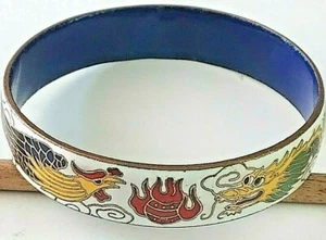 Vintage Cloisonne Armreif Drache, Feuervogel, Feuerball - Bild 1 von 1