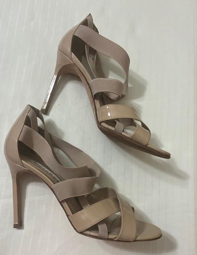 MBT Sandali beige con elastico e vernice Manolo Blahnik taglia 36 5 (EU)