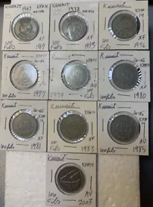 Kuwait 1967 - 2003 High Grades XF - AU 100 Fils 10 Coin Lot Low Mintages - Picture 1 of 16