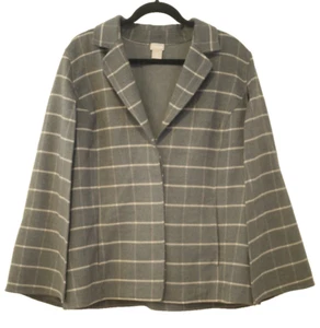 Chico's Women's Size 3 US 16/18 Plaid Poncho Cape Coat Gray Soft Button Front - Picture 1 of 9