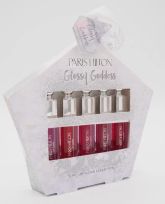 Lote de 5 piezas de brillo de labios Paris Hilton GLOSSY GODDESS rojo rosa 0,14 oz cada uno Foto 1 de 4