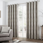 Curtains Pair Elmwood Floral Metallic Jacquard Woven Eyelet Curtina Stone Grey