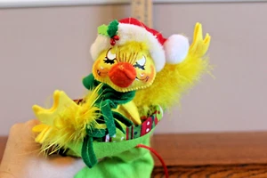 Annalee 7" Christmas Yellow Ducky Duck In Gift Bag Felt Plush Posable Doll - Picture 1 of 6
