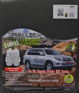 CHARCOAL FULL CAR PACK POLY CANVAS SEAT COVERS FOR TOYOTA PRADO 150 11/09-ON - Picture 1 of 3