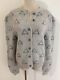 Handknit Cardigan Sweater Gray w/ Lavender & Teal, No Tag, Fits Like Size M/L