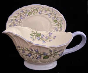 Shelley Harebell Gravy Boat w/ Underplate Oleander Shape Blue Flowers - Picture 1 of 3