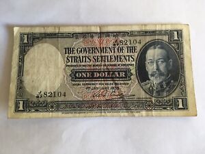 1935 King George 1 Dollar Straits Settlements Banknote (J48 59610)