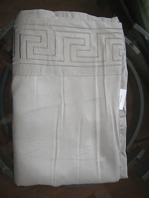 Doble Talla Marrón Taupe Gris Bordado Meandro Patrón Griego RN# 116422 Foto 1 de 3