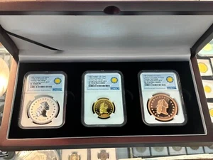 100 Greatest U.S. Coins 3 Piece Set Copper Silver & Gold All Proof 70 - Picture 1 of 5