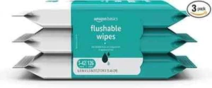 Amazon Basics Spülbare Toilettentücher für Erwachsene, 126 Stück (3 Packungen à 42 Stück) - Bild 1 von 3