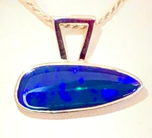 10c Natural Harlequin Australian Boulder Opal Neon Blue Pendant VIDEO Necklace - Picture 1 of 10
