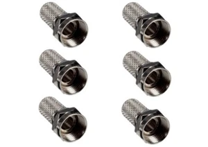 6 x F-type RG6 Twist On Coax Coaxial Cable Connectors Plug Adapter Satellite TV - Picture 1 of 2