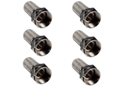 6 x F-type RG6 Twist On Coax Coaxial Cable Connectors Plug Adapter Satellite TV