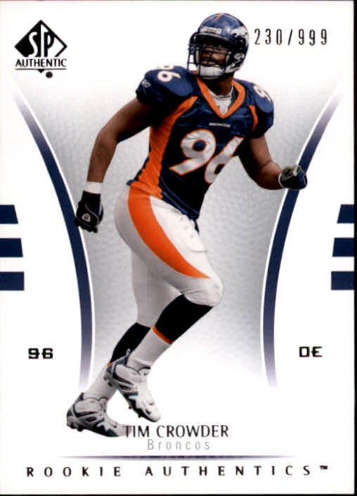 B0364- 2007 SP Authentic #177 Tim Crowder RC /999 - NM-MT - Image 1 of 2