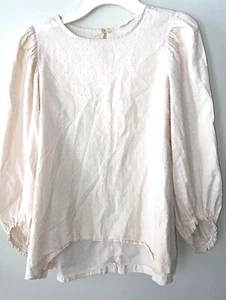 ZARA GIRLS 11-12 light pink SWISS DOT BLOUSE blush pale pink - Picture 1 of 12