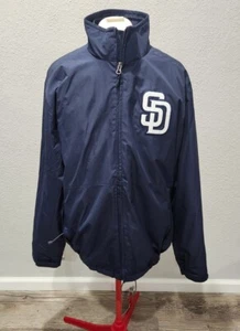San Diego Padres Jacket Authentic Majestic MLB Double Zip Men Size Medium M - Picture 1 of 18