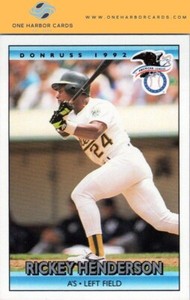1992 Donruss Oakland Athletics Baseball Card #30 Rickey Henderson