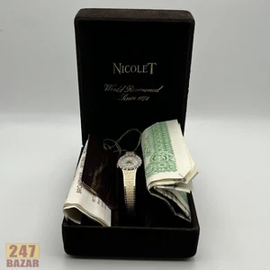 Sehr seltene Vintage Nicolet Uhr echte diamantbesetzte Lünette & Zifferblatt Full Box Set - Bild 1 von 18