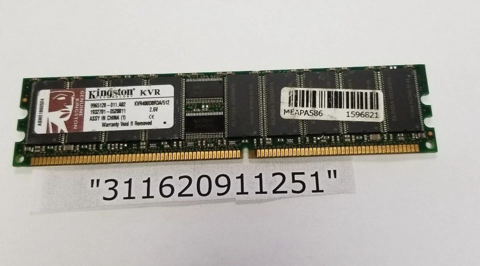 512mb 2rx8 ddr1 pc3200  pc3200r 400 184pin ecc registered  dual rank  32x8  - Image 1 of 1