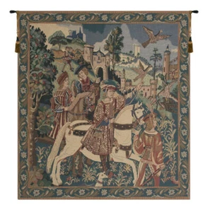 Authentic Falcon Hunt Belgian Tapestry - Medieval & Hunting Themed Wall Decor - Picture 1 of 6