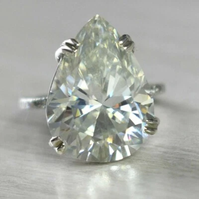 10 Ct Pear Shape Off White Treated Diamond Ring Certified ! Anniversary Gift - Image 1 of 4